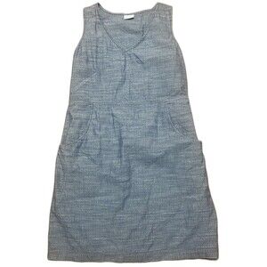 Columbia Organic Cotton Women's Dress Pockets L  Casual Sleeveless V-Neck Blue